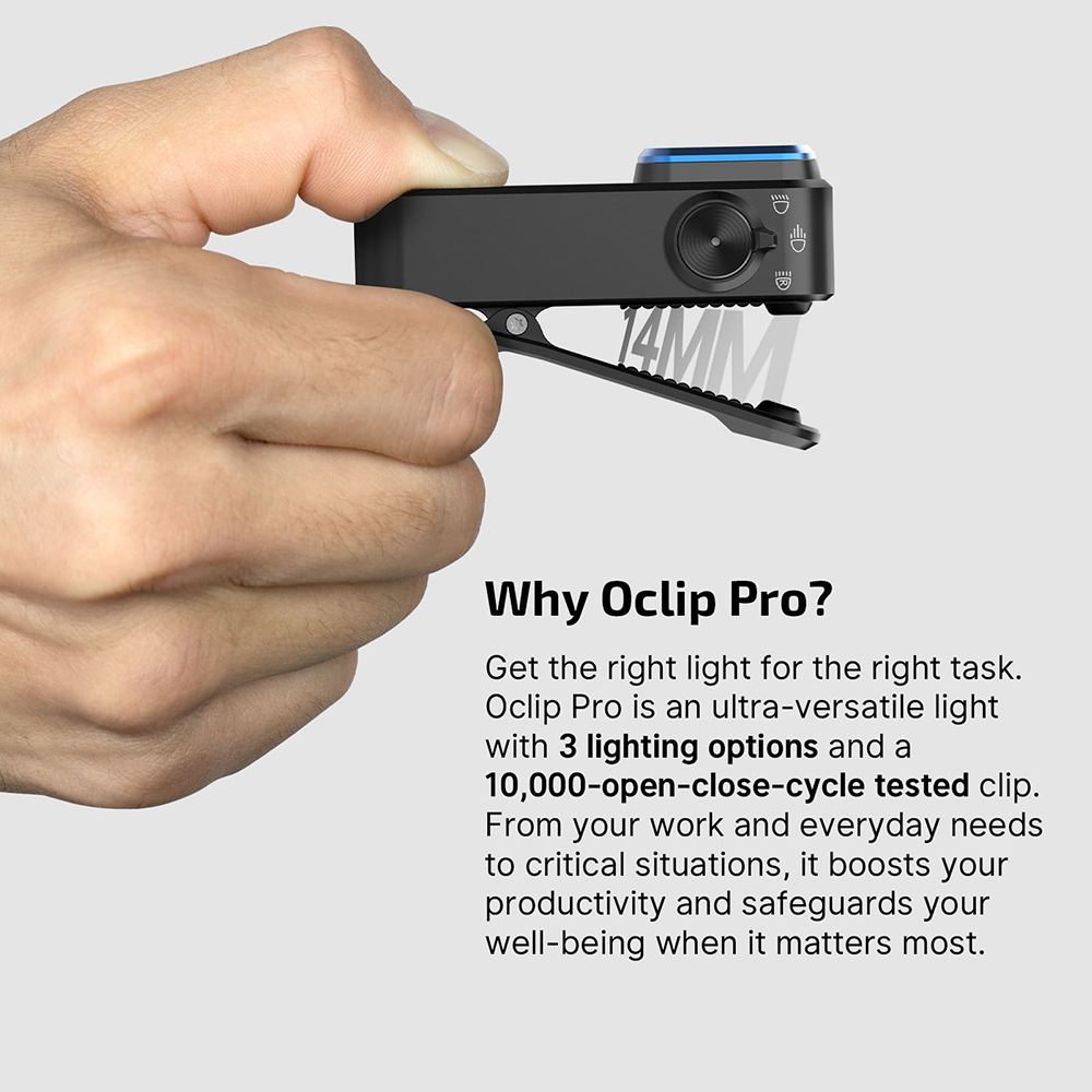 Oclip Pro Clip on Flashlight with Floodlight Spotlight and Red Light