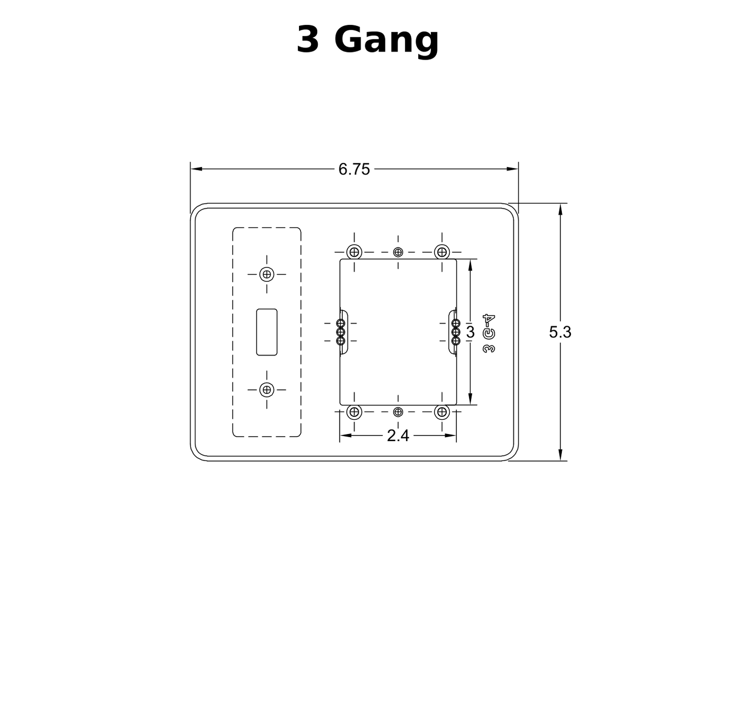 Universal Smart Home Wall Plate Adapter – 3-Gang – Fits 86mm & 120mm Smart Panels