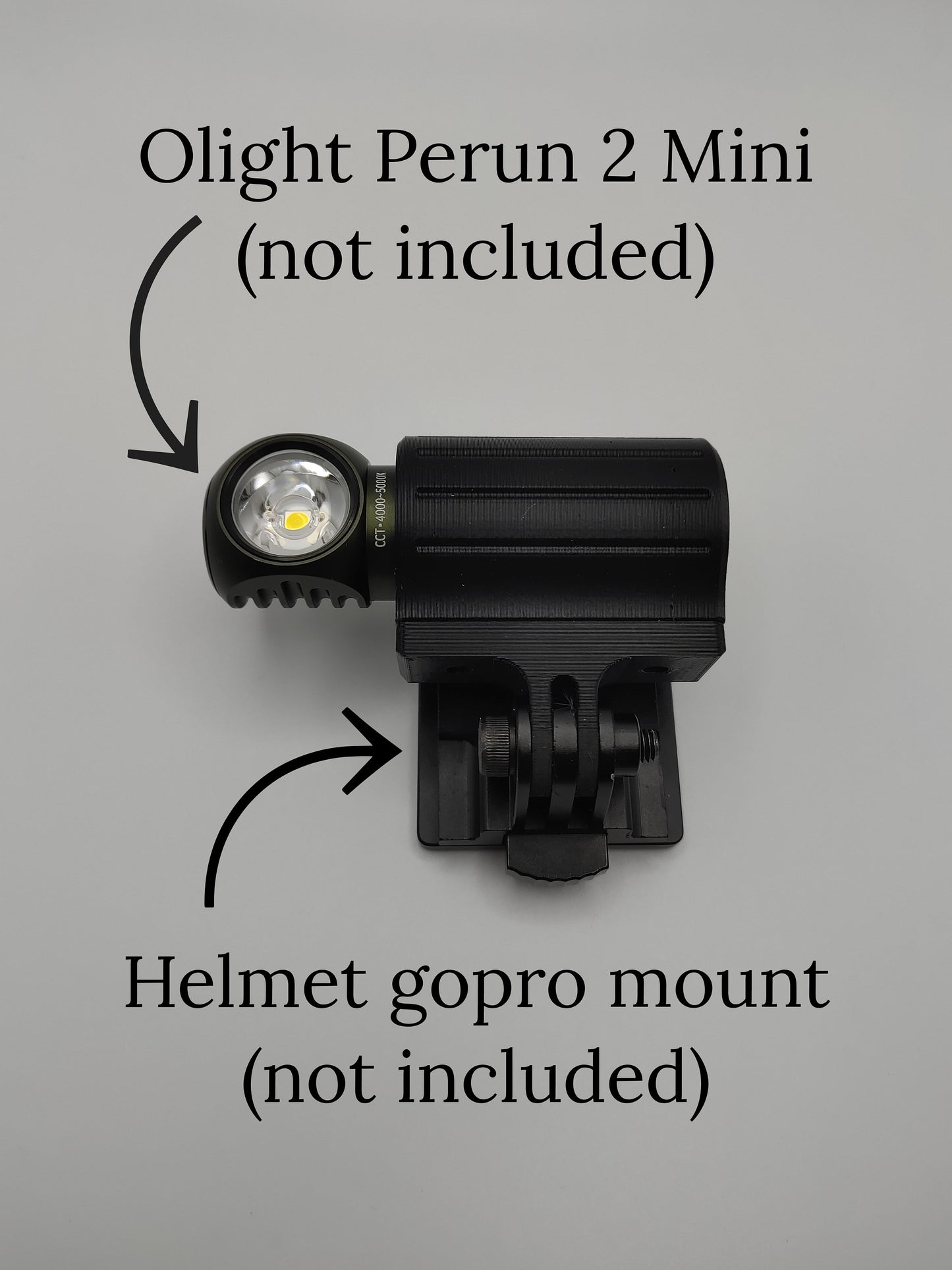 Tactical Helmet Flashlight Mount designed to be Compatible with the Olight Perun 2 Mini Headlamp
