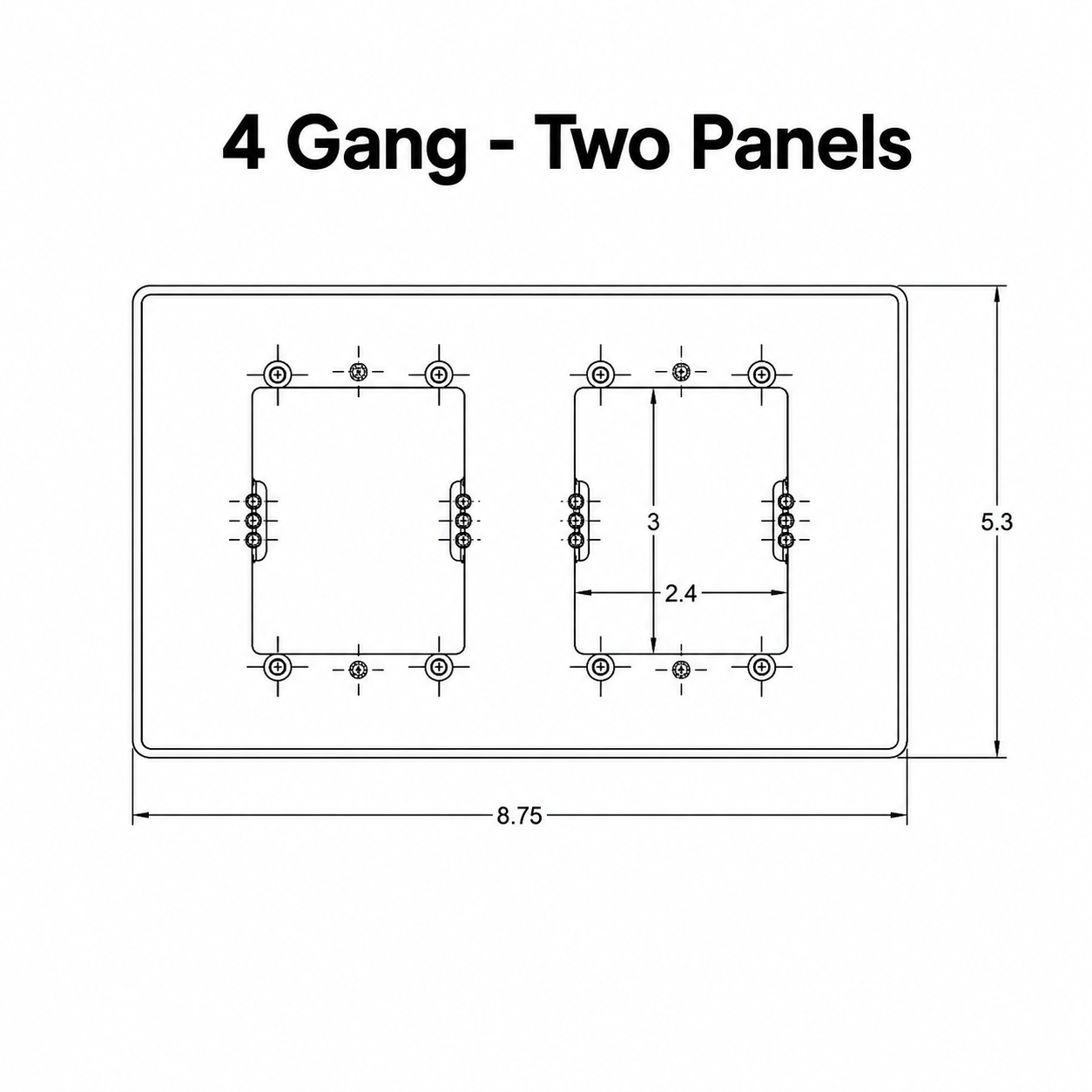 Universal Smart Panel Wall Plate Adapter – Fits 86mm & 120mm Devices – US 1, 2, 3, and 4-Gang