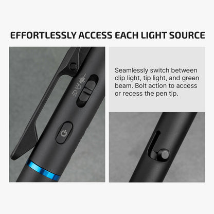 Olight O PEN 3 Tactical Pen Light – 120 Lumens & Green Laser